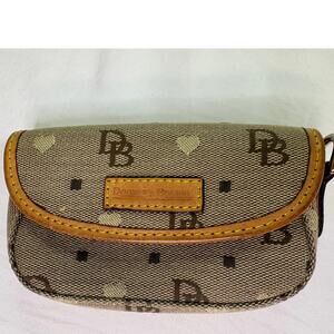 Dooney and Bourke Vintage DB Monogram Heart Canvas Flap Coin Purse Pouch